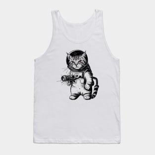 An Antropomorphic Astronaut Cat in a Spacesuit Tank Top